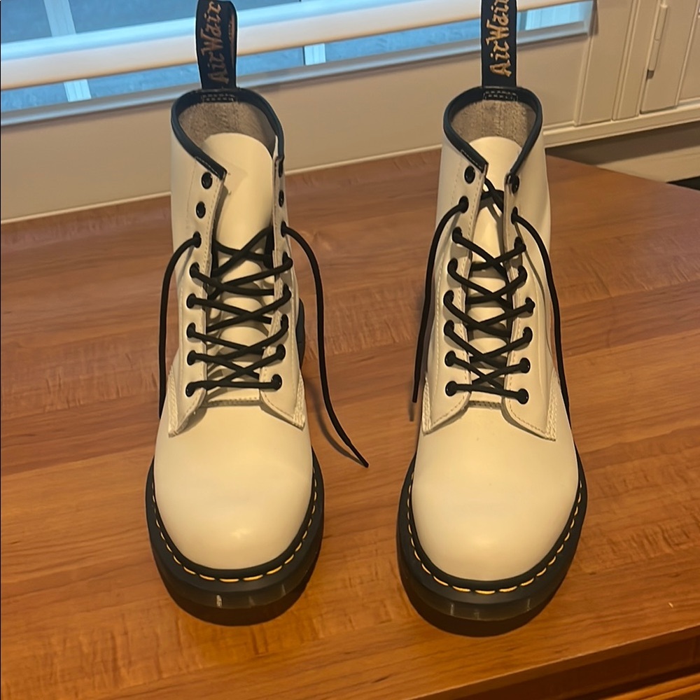 Dr. Martens White Lace Up Boots